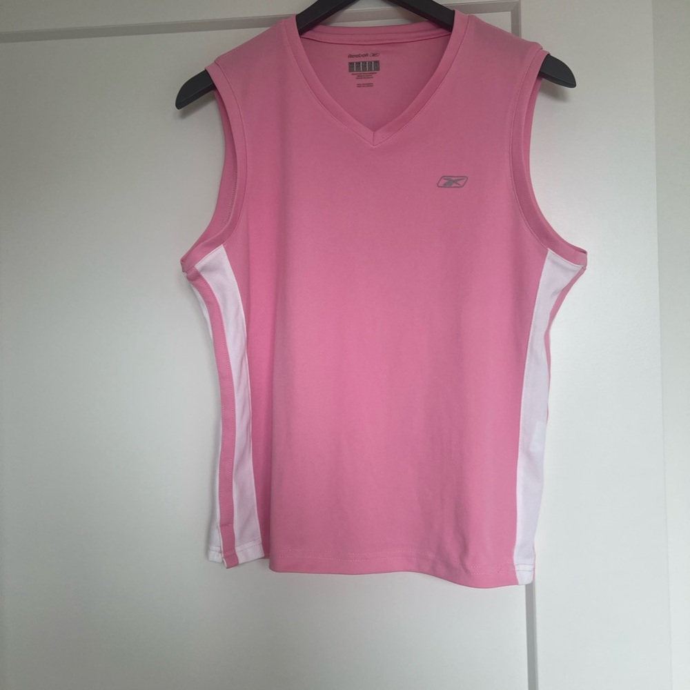 Reebok Pink and White Sleeveless Top